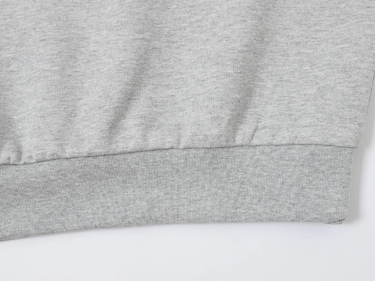 430 GSM  BOXY CROPPED FIT QUARTER-ZIP 'FLOWER GRAY' SWATERSHIRT