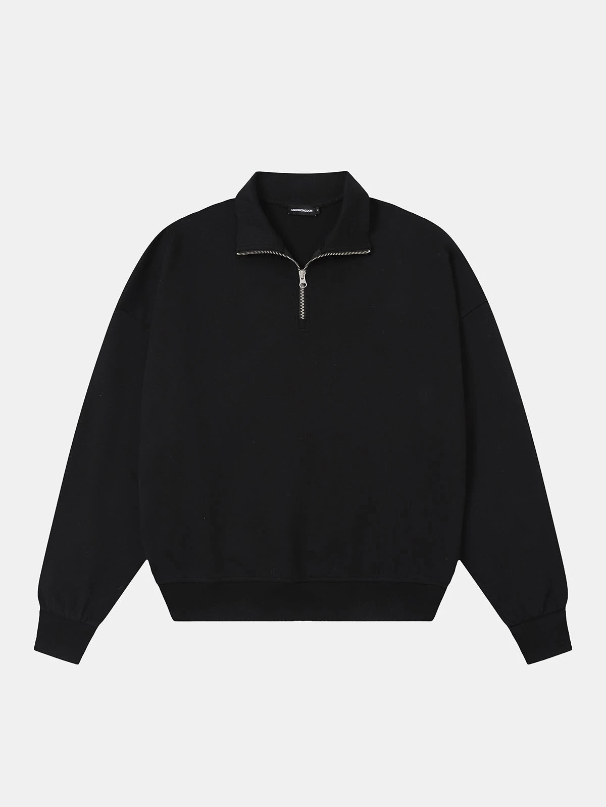 360 GSM  100% COTTON BOXY CROPPED FIT QUARTER-ZIP 'BLACK' SWATERSHIRT