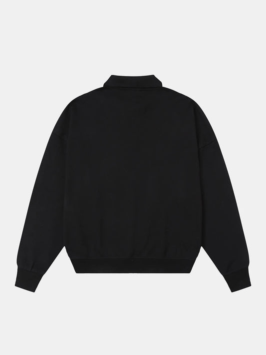360 GSM  100% COTTON BOXY CROPPED FIT QUARTER-ZIP 'BLACK 'SWATERSHIRT