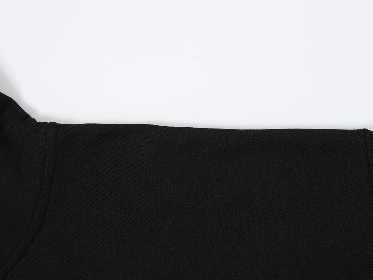 360 GSM 100% COTTON BOXY CROPPED 'BLACK' ZIP-UP HOODIE
