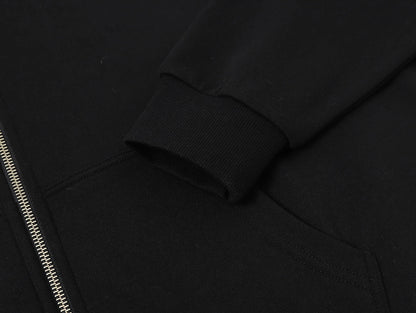 360 GSM 100% COTTON BOXY CROPPED 'BLACK' ZIP-UP HOODIE