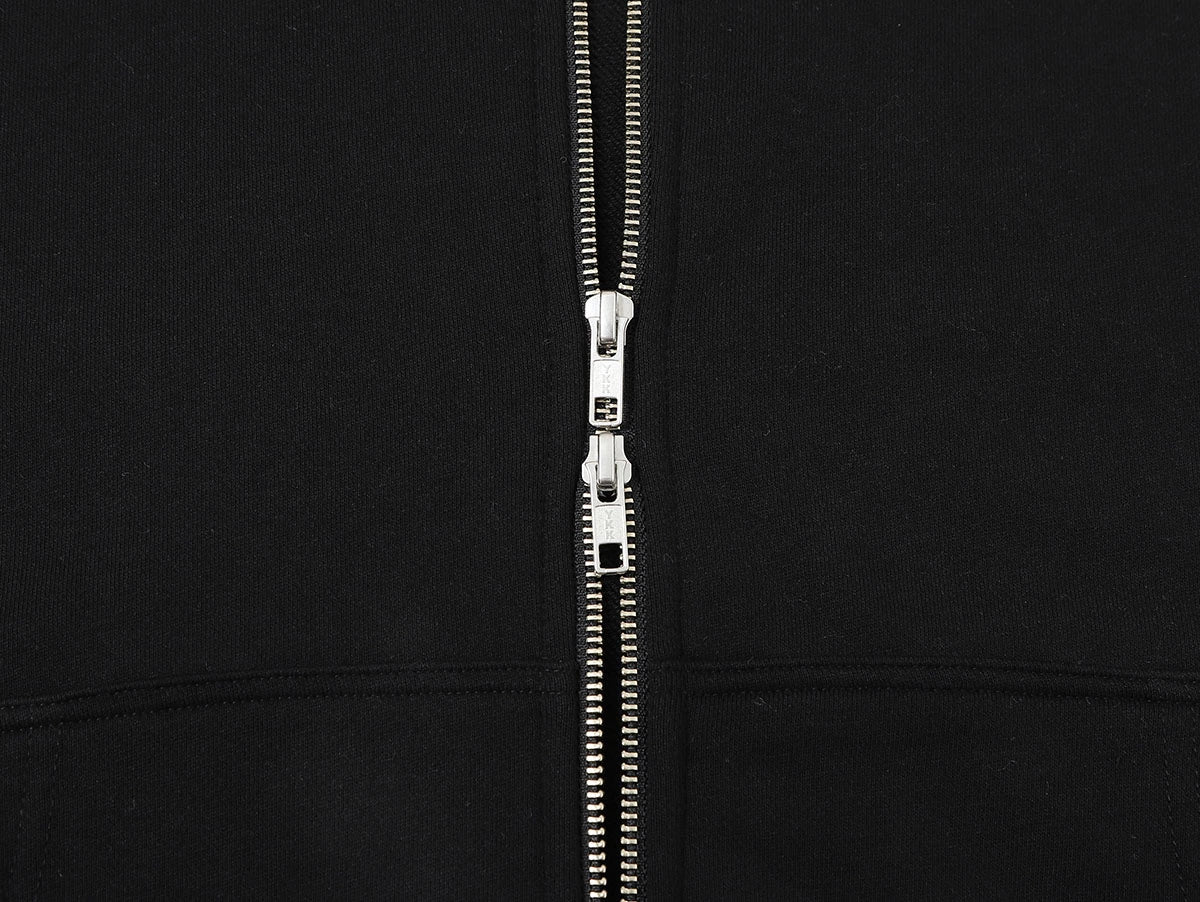 360 GSM 100% COTTON BOXY CROPPED 'BLACK' ZIP-UP HOODIE