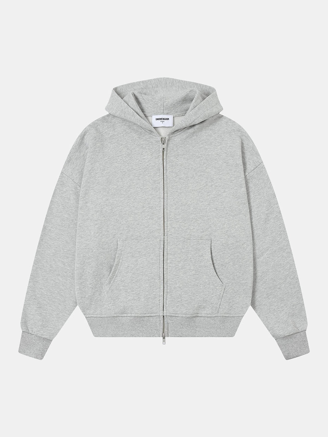 360 GSM 100% COTTON BOXY CROPPED 'FLOWER GRAY' ZIP-UP HOODIE