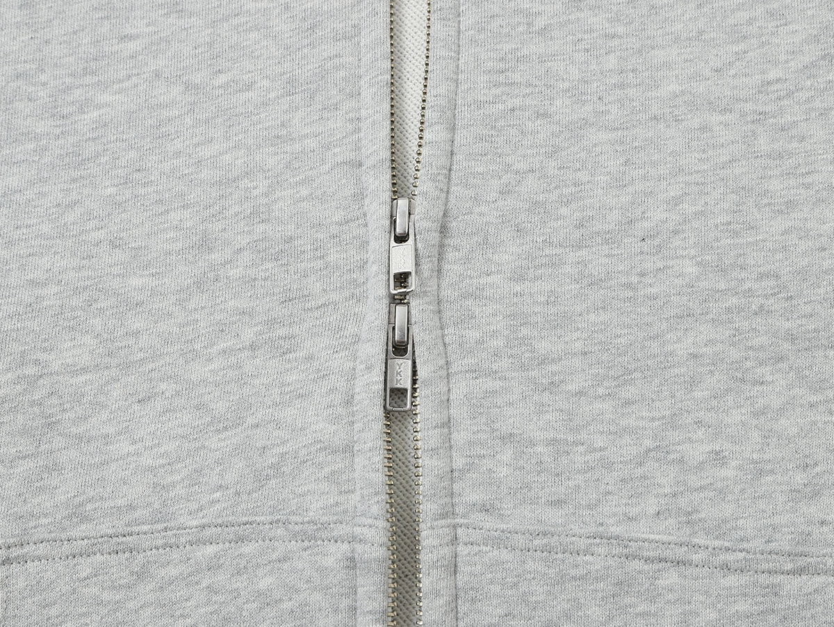 360 GSM 100% COTTON BOXY CROPPED 'FLOWER GRAY' ZIP-UP HOODIE