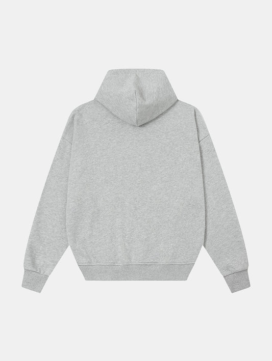 360 GSM 100% COTTON BOXY CROPPED 'FLOWER GRAY' ZIP-UP HOODIE