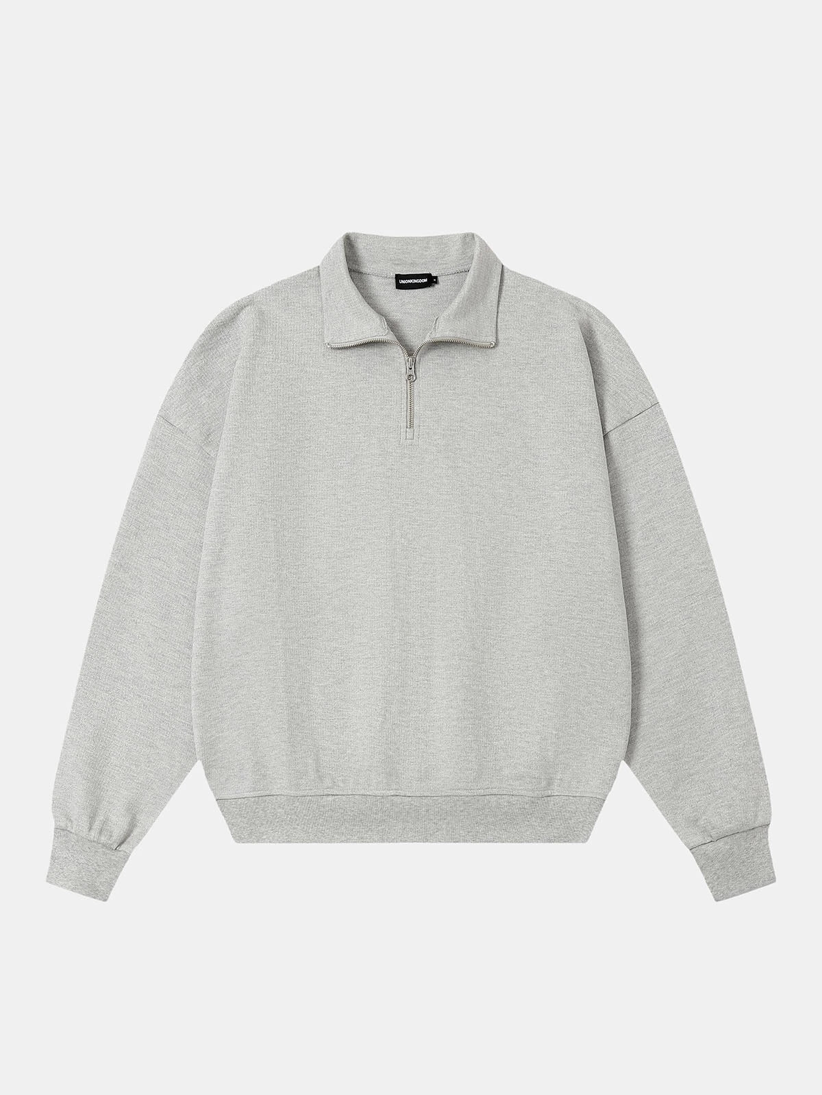 360 GSM  100% COTTON BOXY CROPPED FIT QUARTER-ZIP 'FLOWER GRAY'SWATERSHIRT