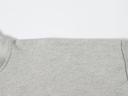 360 GSM  100% COTTON BOXY CROPPED FIT QUARTER-ZIP 'FLOWER GRAY'SWATERSHIRT