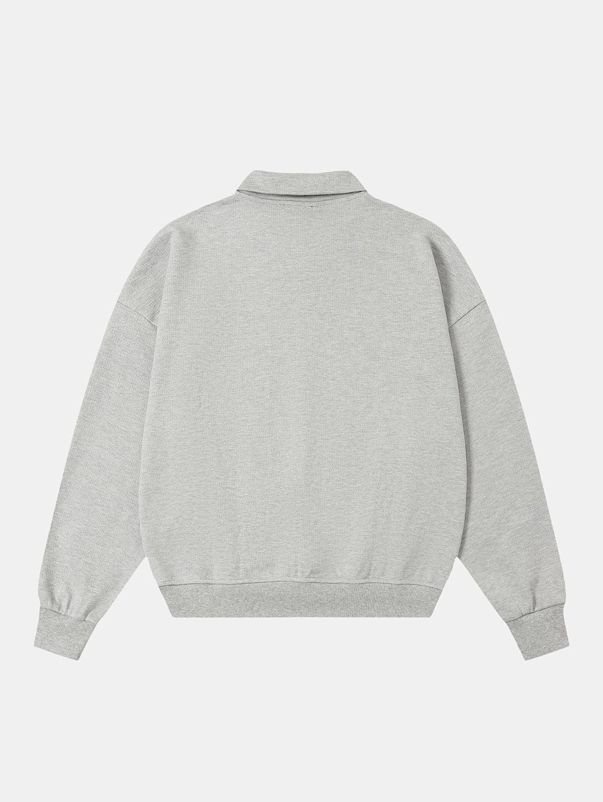 360 GSM  100% COTTON BOXY CROPPED FIT QUARTER-ZIP 'FLOWER GRAY'SWATERSHIRT