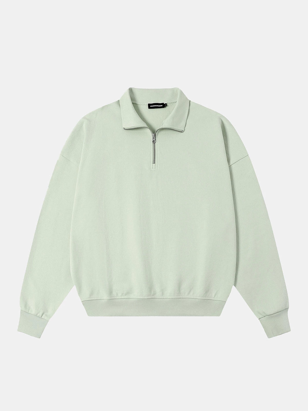 360 GSM  100% COTTON BOXY CROPPED FIT QUARTER-ZIP 'LIGHT GREEN' SWATERSHIRT