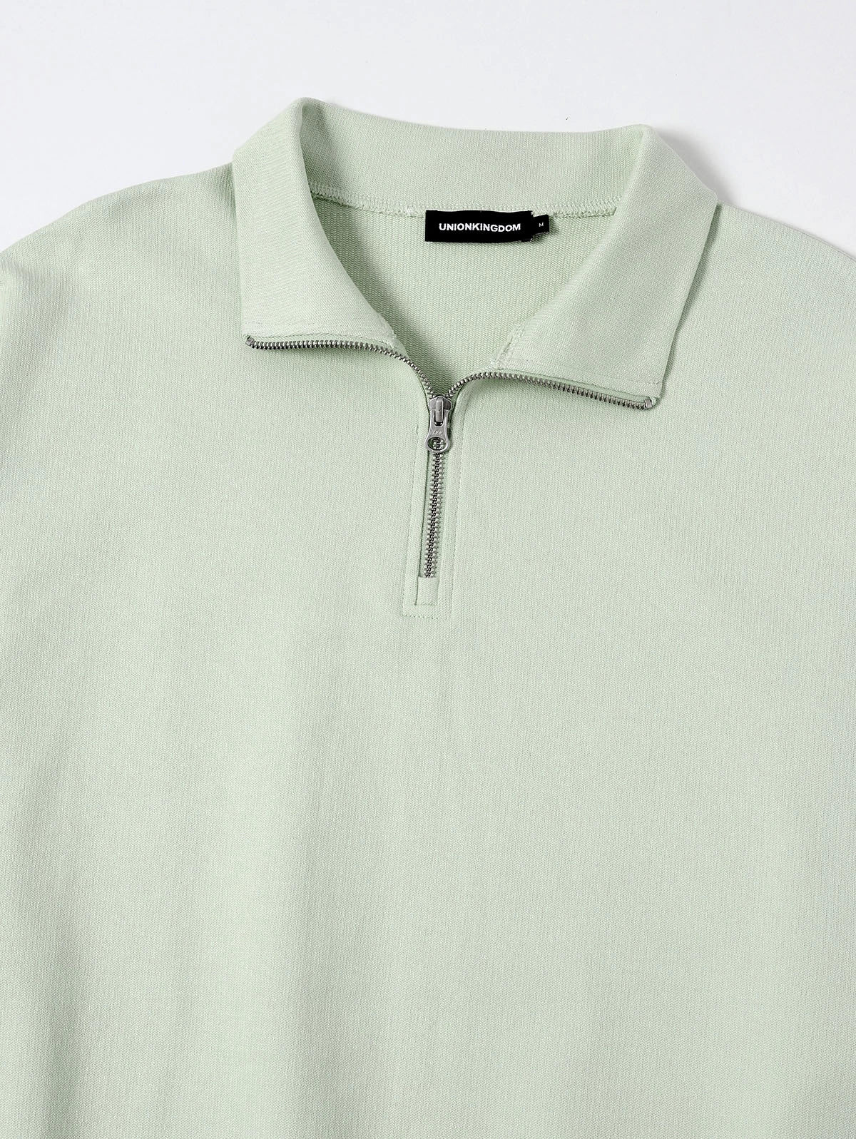 360 GSM  100% COTTON BOXY CROPPED FIT QUARTER-ZIP 'LIGHT GREEN' SWATERSHIRT