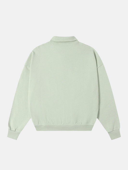 360 GSM  100% COTTON BOXY CROPPED FIT QUARTER-ZIP 'LIGHT GREEN' SWATERSHIRT