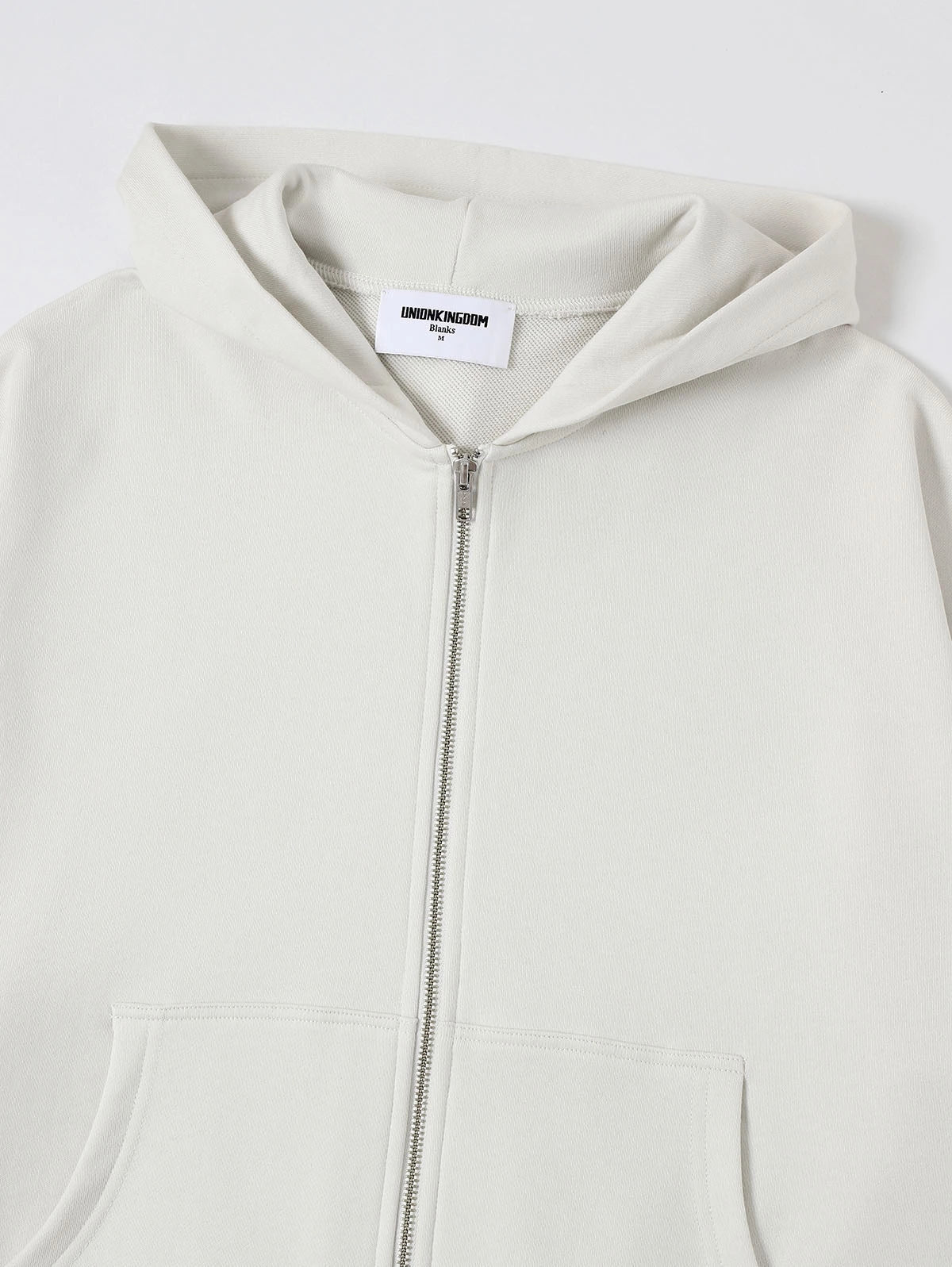 360 GSM 100% COTTON BOXY CROPPED 'OFF WHITE' ZIP-UP HOODIE