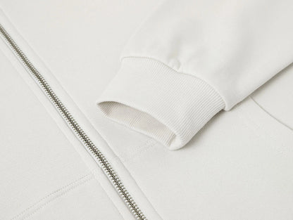360 GSM 100% COTTON BOXY CROPPED 'OFF WHITE' ZIP-UP HOODIE