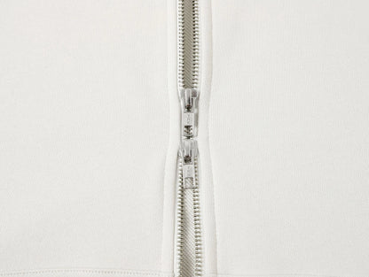 360 GSM 100% COTTON BOXY CROPPED 'OFF WHITE' ZIP-UP HOODIE