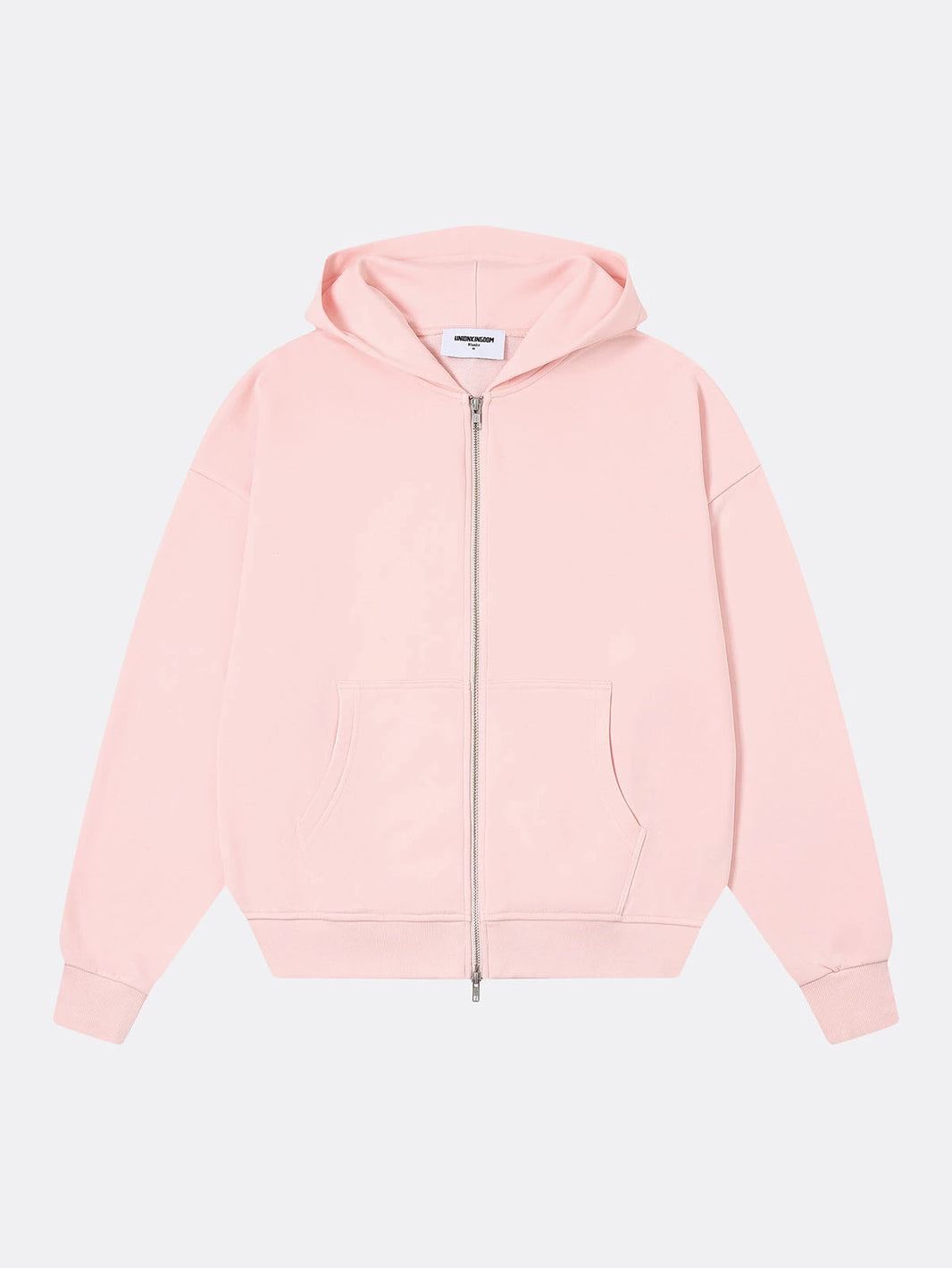 360 GSM 100% COTTON BOXY CROPPED 'PINK' ZIP-UP HOODIE