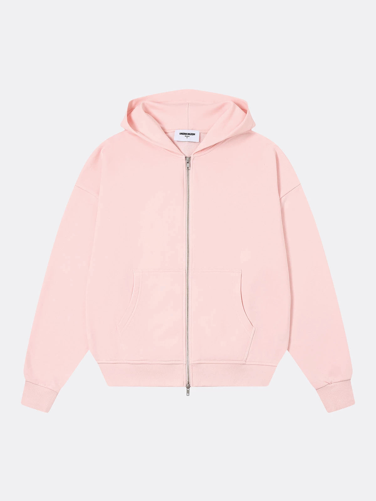 360 GSM 100% COTTON BOXY CROPPED 'PINK' ZIP-UP HOODIE