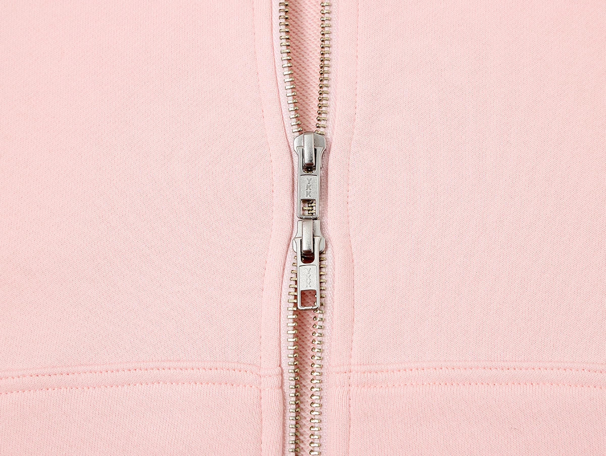 360 GSM 100% COTTON BOXY CROPPED 'PINK' ZIP-UP HOODIE