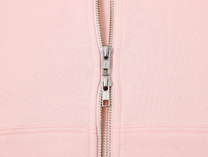 360 GSM 100% COTTON BOXY CROPPED 'PINK' ZIP-UP HOODIE