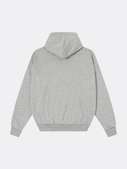 360 GSM 100% COTTON BOXY CROPPED FIT 'FLOWER GRAY' HOODIE