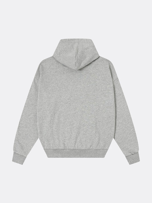 360 GSM 100% COTTON BOXY CROPPED FIT 'FLOWER GRAY' HOODIE
