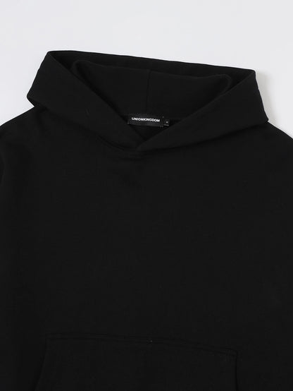 360 GSM 100% COTTON BOXY CROPPED FIT 'BLACK' HOODIE