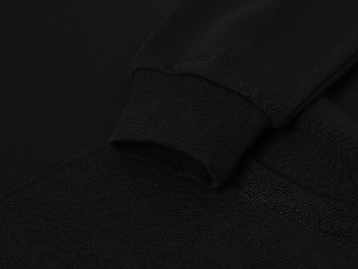 360 GSM 100% COTTON BOXY CROPPED FIT 'BLACK' HOODIE