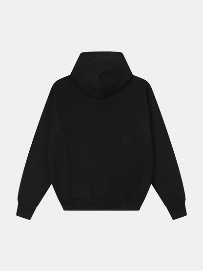 360 GSM 100% COTTON BOXY CROPPED FIT 'BLACK' HOODIE