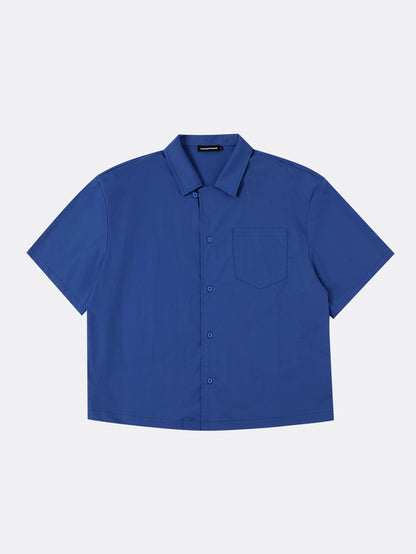 BOXY CROPPED FIT 'BLUE' CUBAN SHIRT