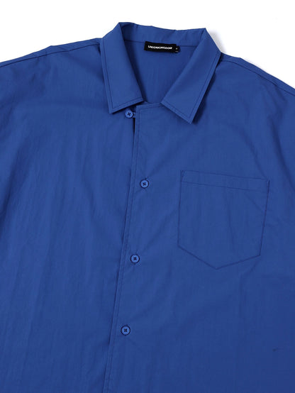 BOXY CROPPED FIT 'BLUE' CUBAN SHIRT