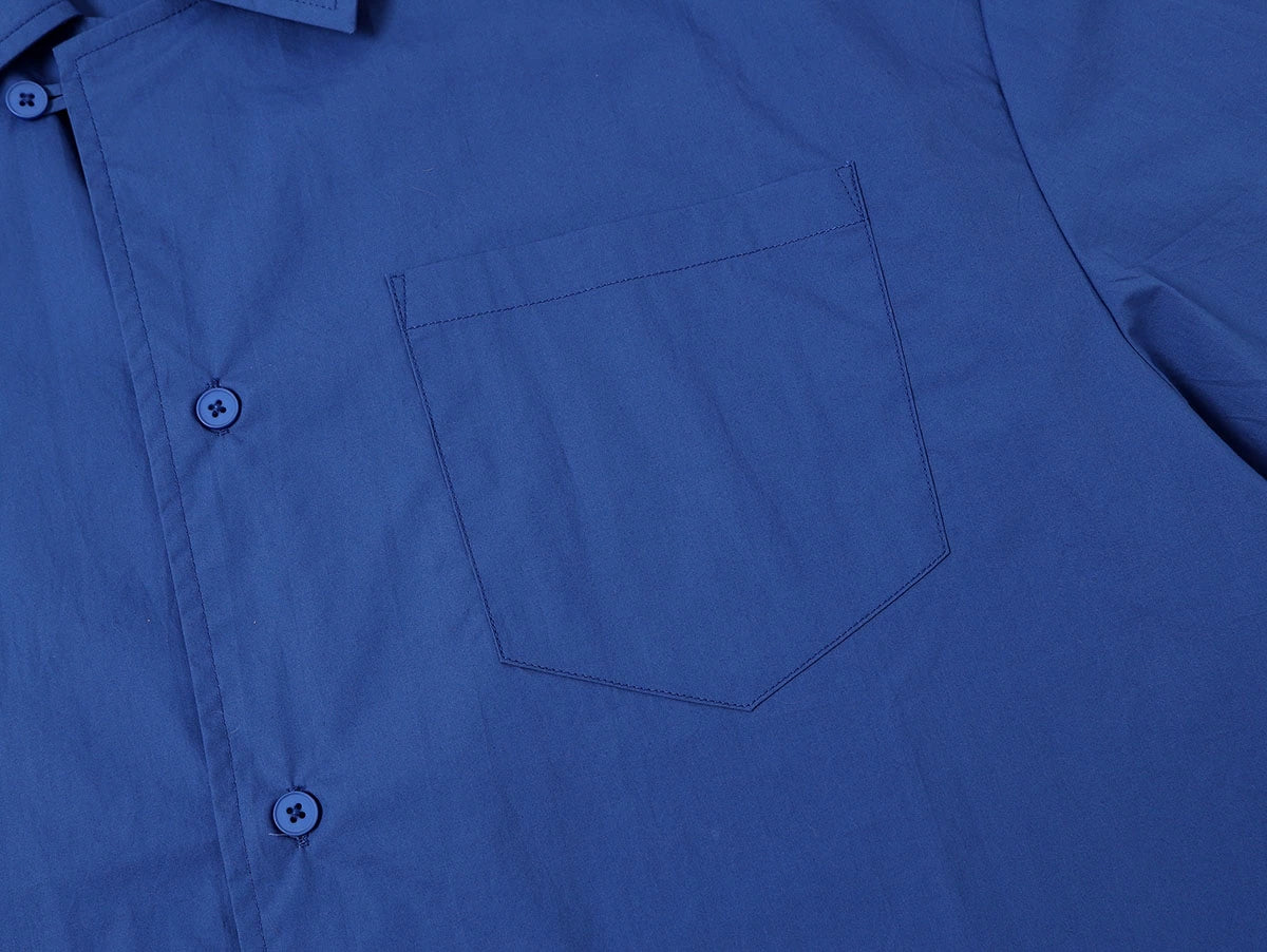 BOXY CROPPED FIT 'BLUE' CUBAN SHIRT