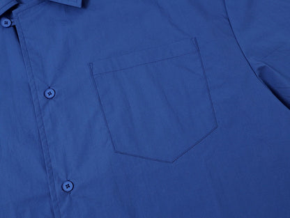 BOXY CROPPED FIT 'BLUE' CUBAN SHIRT