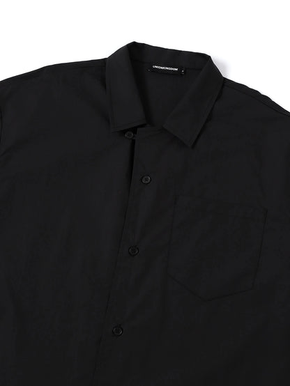 BOXY CROPPED FIT 'BLACK' CUBAN SHIRT