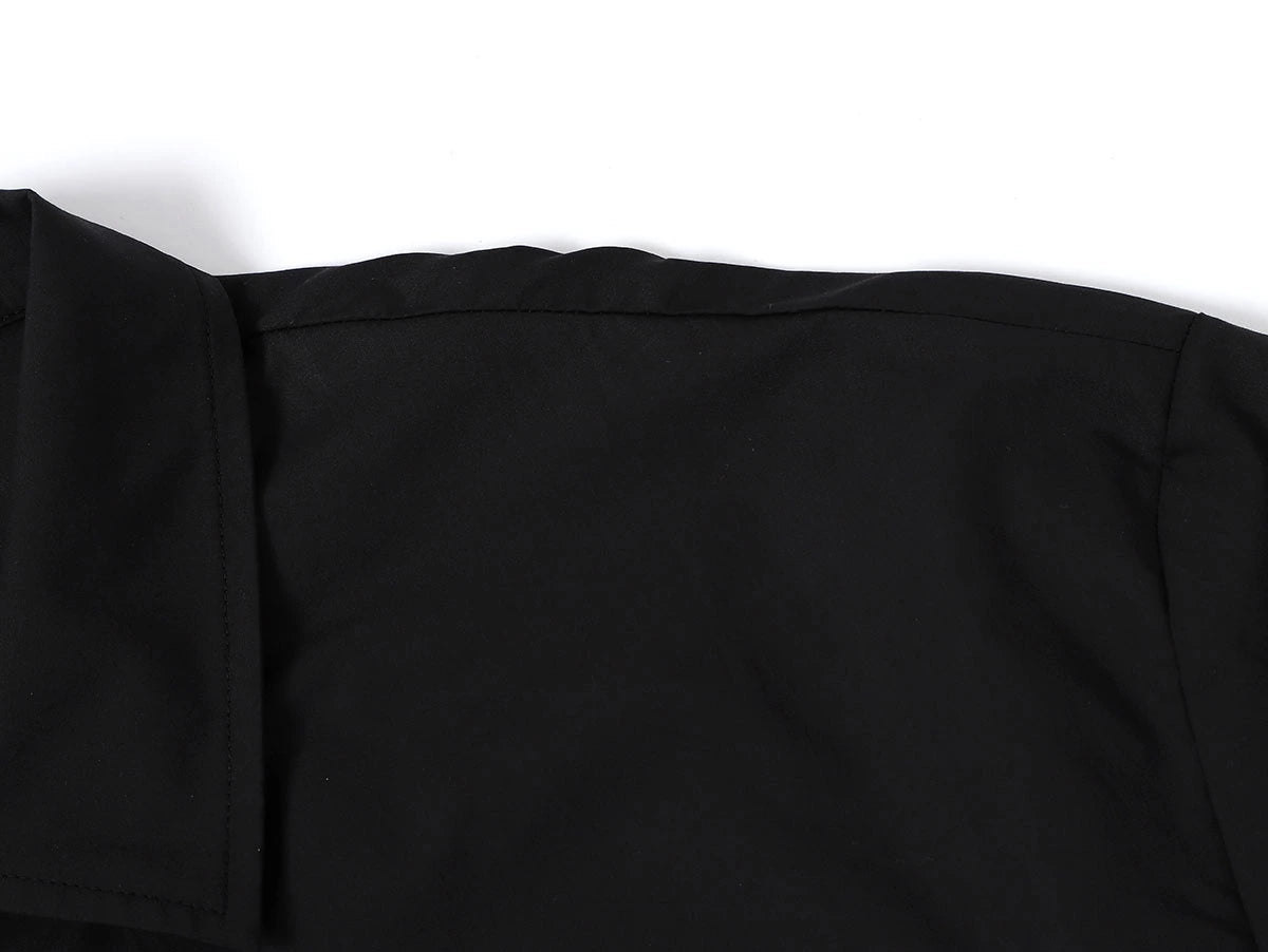 BOXY CROPPED FIT 'BLACK' CUBAN SHIRT