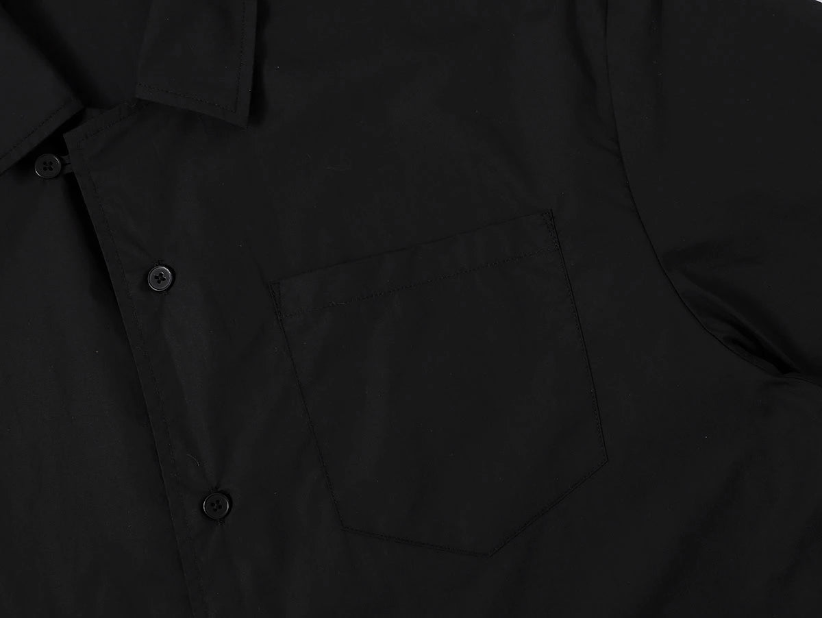 BOXY CROPPED FIT 'BLACK' CUBAN SHIRT