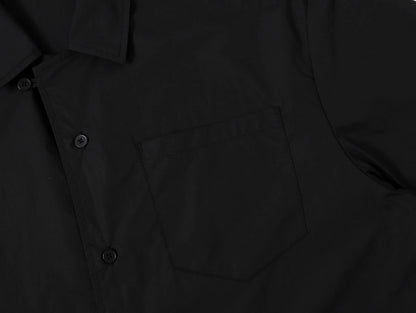 BOXY CROPPED FIT 'BLACK' CUBAN SHIRT