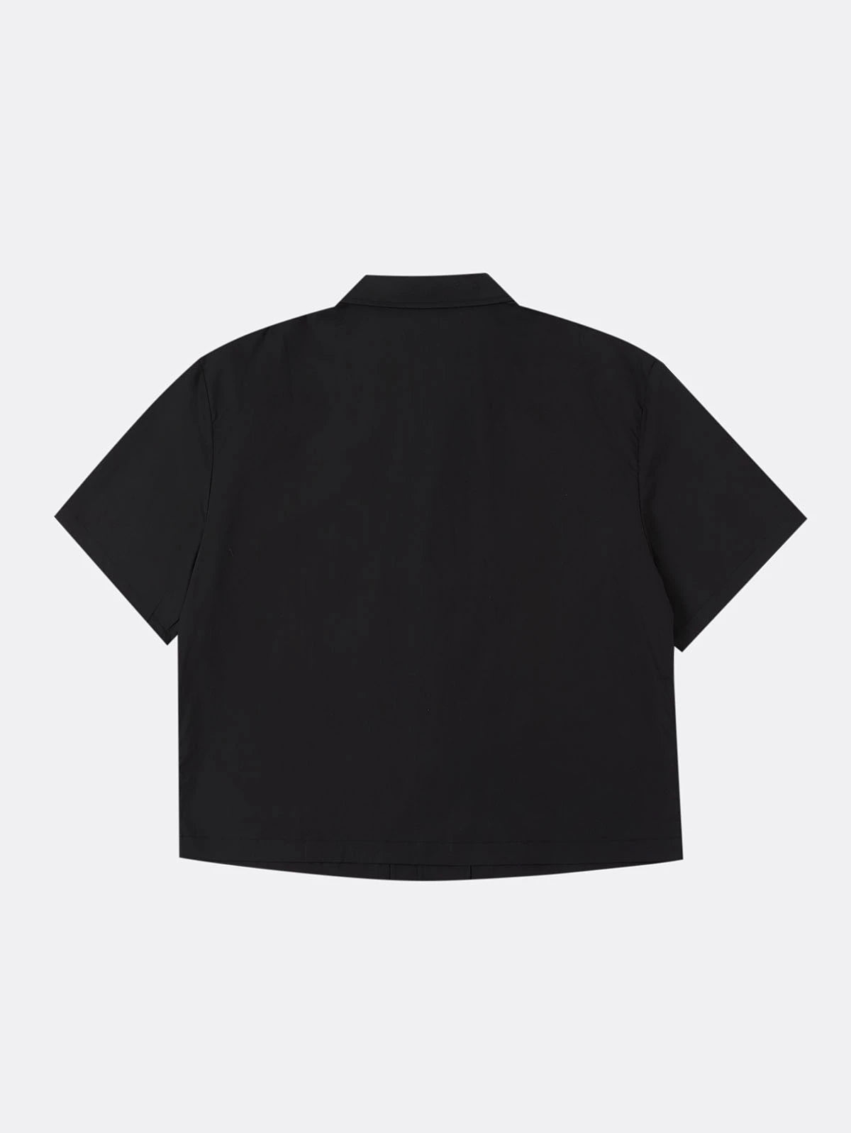 BOXY CROPPED FIT 'BLACK' CUBAN SHIRT