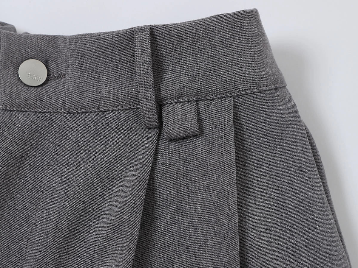 BAGGY FIT 'GRAY' PLEATED PANTS