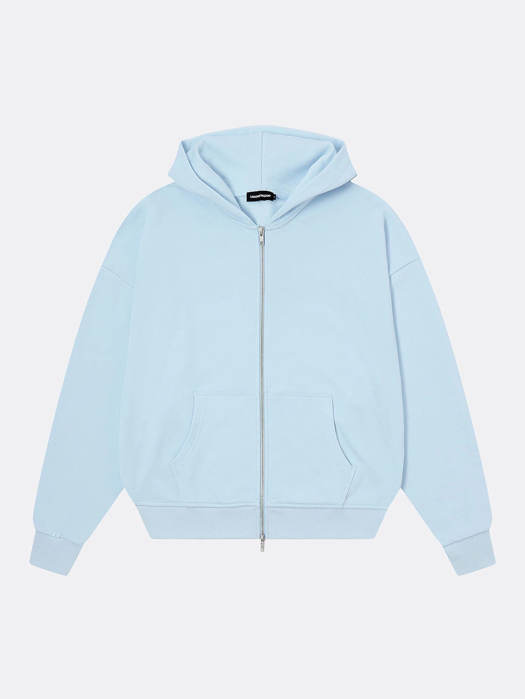 360 GSM 100% COTTON BOXY CROPPED 'PURE BLUE' ZIP-UP HOODIE