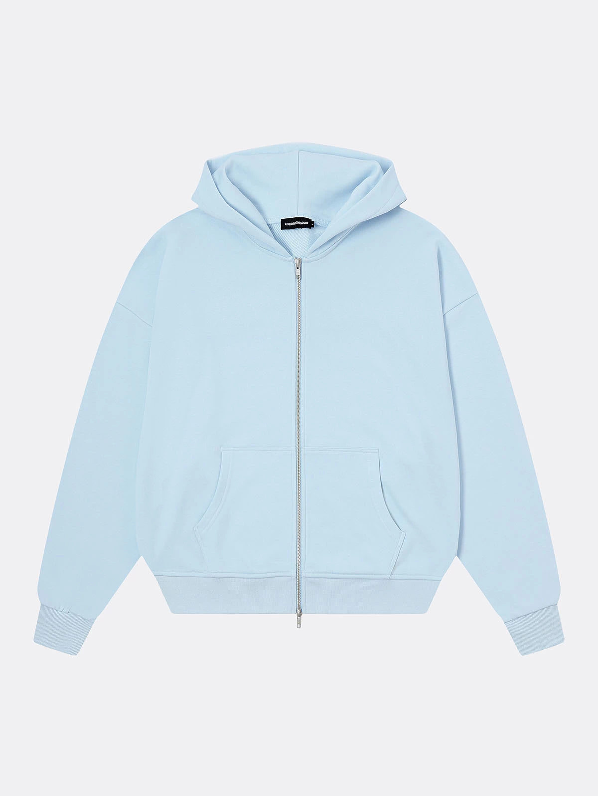 360 GSM 100% COTTON BOXY CROPPED 'PURE BLUE' ZIP-UP HOODIE