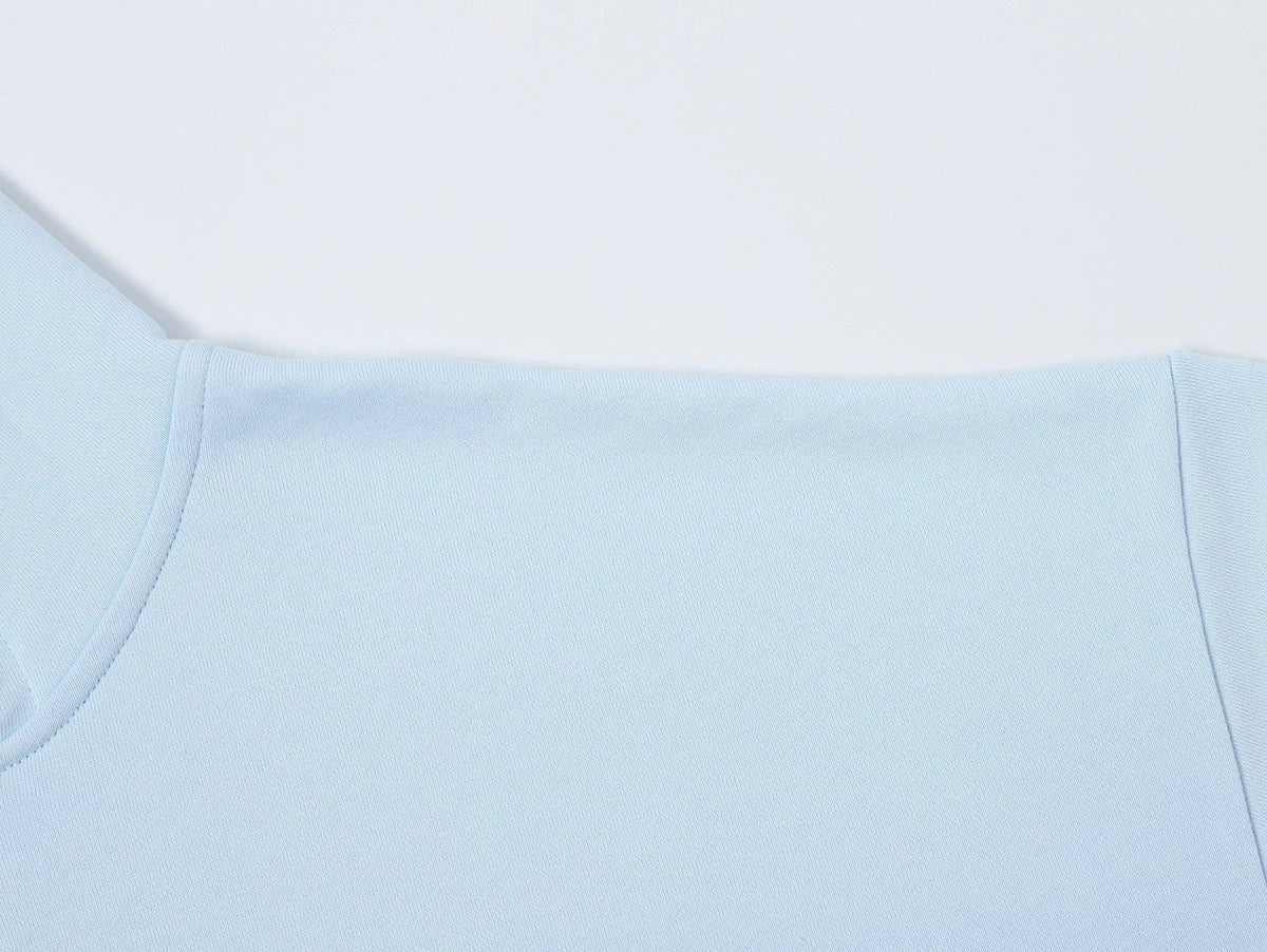 360 GSM 100% COTTON BOXY CROPPED 'PURE BLUE' ZIP-UP HOODIE