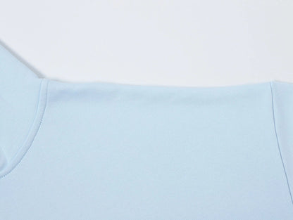 360 GSM 100% COTTON BOXY CROPPED 'PURE BLUE' ZIP-UP HOODIE