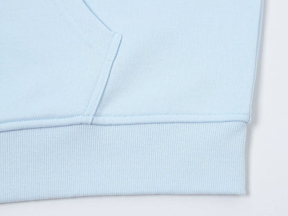 360 GSM 100% COTTON BOXY CROPPED 'PURE BLUE' ZIP-UP HOODIE