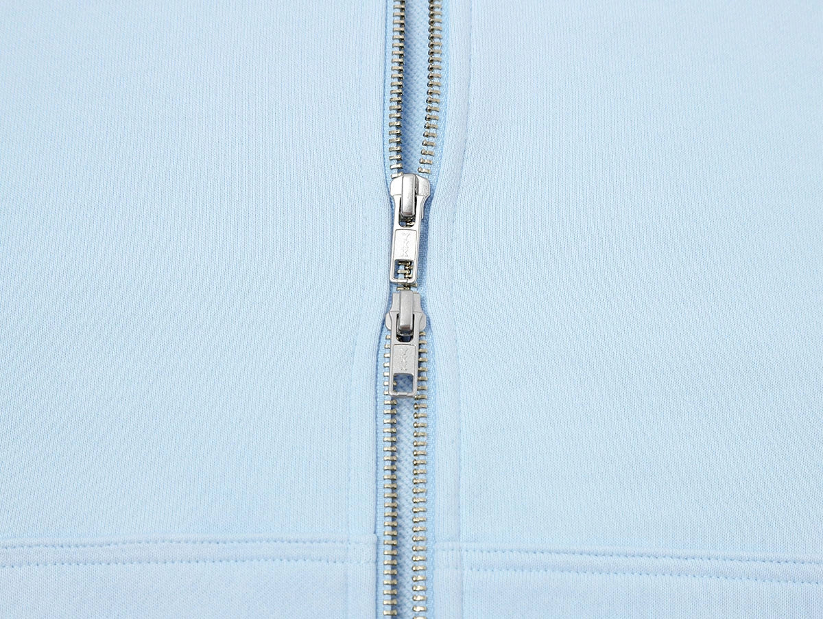 360 GSM 100% COTTON BOXY CROPPED 'PURE BLUE' ZIP-UP HOODIE