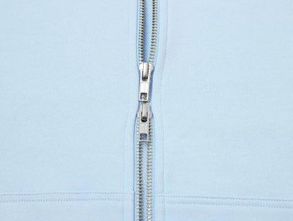 360 GSM 100% COTTON BOXY CROPPED 'PURE BLUE' ZIP-UP HOODIE