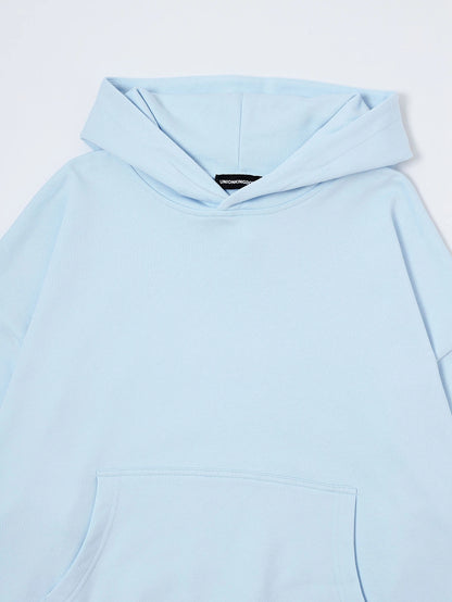 360 GSM 100% COTTON BOXY CROPPED FIT 'PURE BLUE' HOODIE
