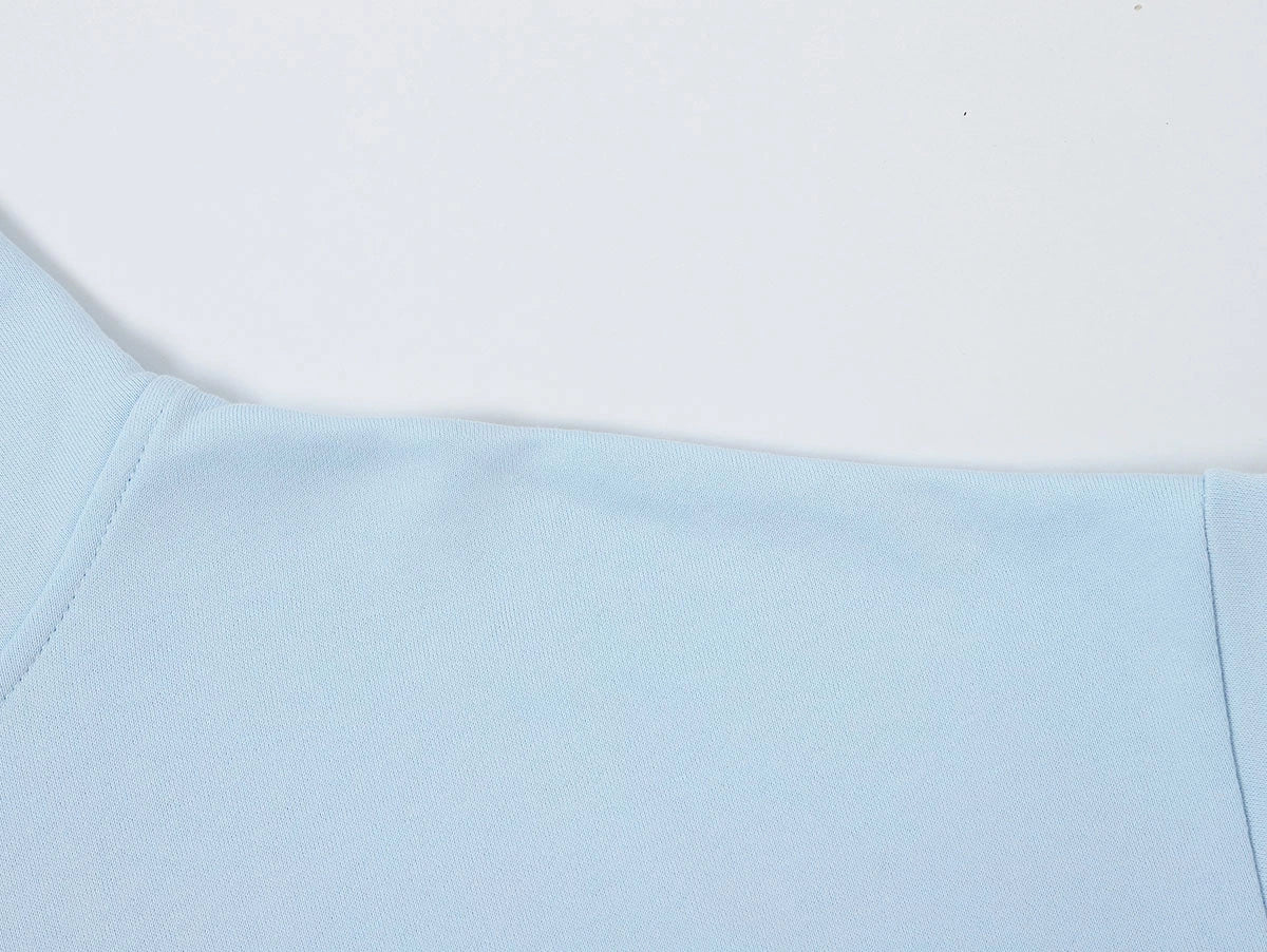 360 GSM 100% COTTON BOXY CROPPED FIT 'PURE BLUE' HOODIE