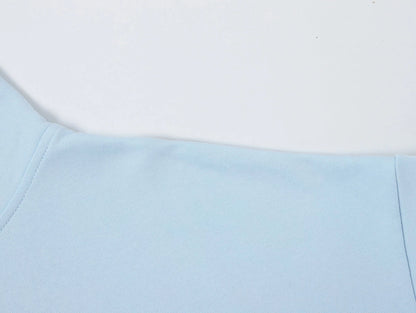 360 GSM 100% COTTON BOXY CROPPED FIT 'PURE BLUE' HOODIE