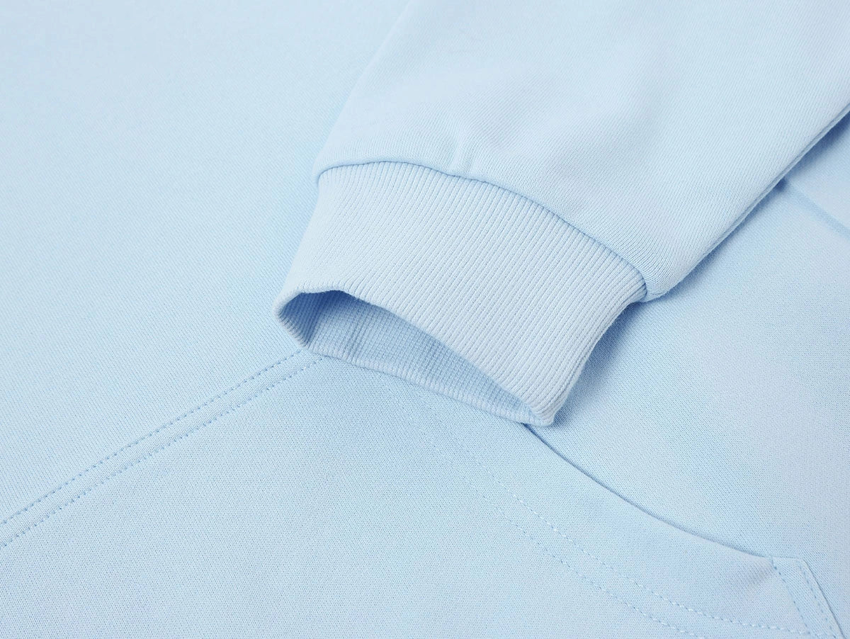 360 GSM 100% COTTON BOXY CROPPED FIT 'PURE BLUE' HOODIE