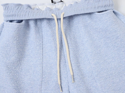 380 GSM COZY BAGGY BUBBLE 'LIGHT BLUE' STRAIGHT PANTS