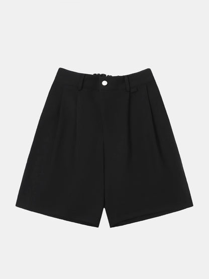 LOOSE FIT PLEATED 'BLACK' SHORTS
